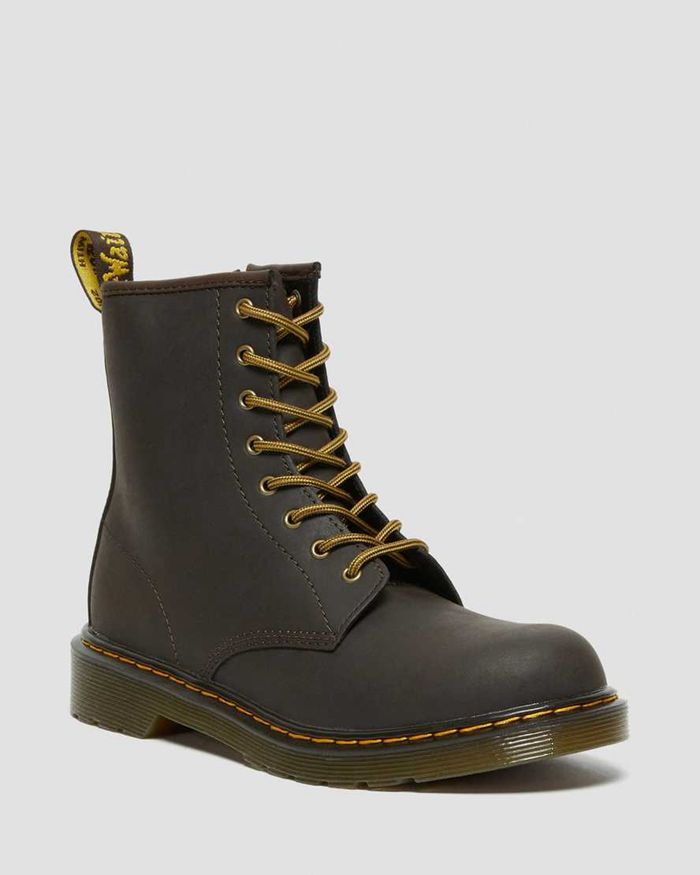 Dr Martens Støvler Barn Mørke Brune Youth 1460 Wildhorse Læder Lace Up 9741JMOGV